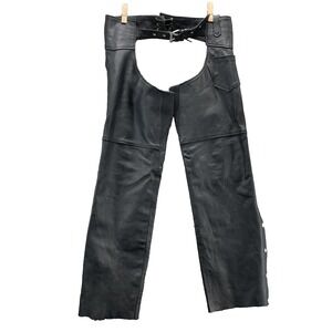 Interstate 100% Leather Chaps Men's Large Motorcycle Biker Western Cowboy Riding